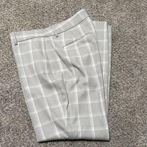Express Columnist Light Gray Plaid Women's Ankle Pants